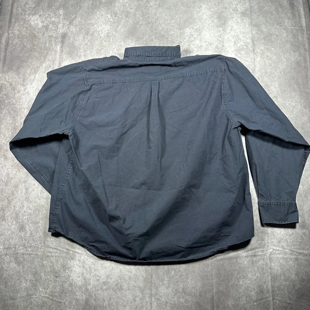 Wrangler Premium Quality Mens 2XL Navy Blue Long Sleeve Button Down Work Shirt